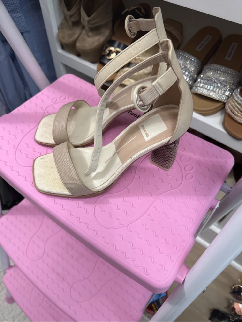 Dolce Vita Beige Strappy Block Heel Sandals